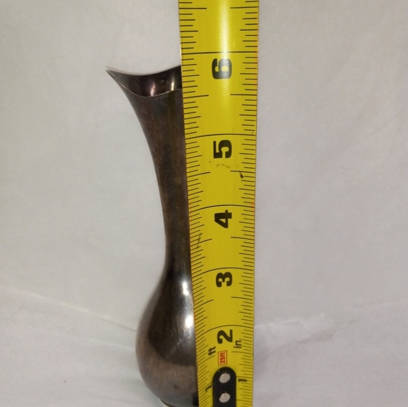 Denmark Budding Vase Silver Plated Metal 6" small Vintage Collectible - Picture 5 of 5